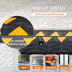3.7in Rise 10×39.4in Rubber Curb Ramp 15T Heavy Duty Adjustable Black