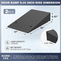 Heavy Duty Non-Slip Rubber Ramp Wheelchairs Scooters Cars Indoor Outdoor Use