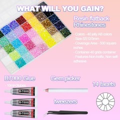Dewjdfsc 50000Pcs Resin Jelly Rhinestones For Bedazzling Kit 3Mm Multicolor