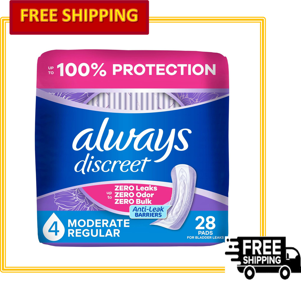 Always Discreet Incontinence & Postpartum Pad Regular Length Moderate Absorbency