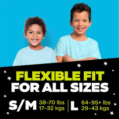 Boys Bedwetting Nighttime Underwear, Size S/M (38-70 Lbs), 44 Count, Overnight P