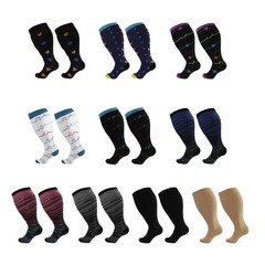 Wide Calf Plus Size Compression Socks Women Men 15-20mmHg