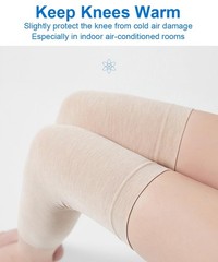 2 Pairs Knee Compression Sleeves for Women, Lightweight Short, Black+Beige