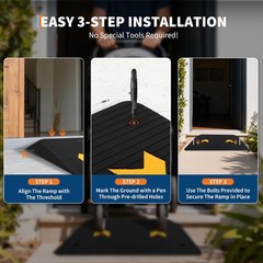 Peacefulhues Rubber Threshold Ramp 4 Rise 33069Lbs Capacity Portable Wheelchair