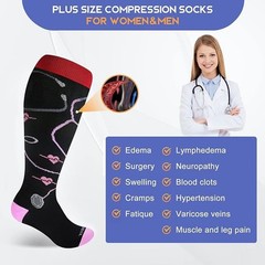 LEVSOX Plus Size Compression Socks for Women Men Wide Calf Extra Large 15-20 mmH