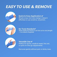 Dynarex Sensi-Wrap Self-Adhesive Bandages, 1×180 Inch (Pack of 30), Assorted