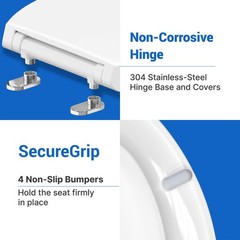 Topseat Plus Toilet Seat Elongated, Soft Close Seat, White