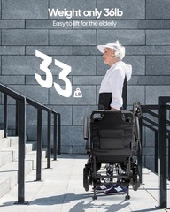Lightweight Foldable Electric Wheelchair for Adults 360W Dual Motors All Terrain