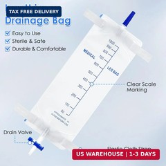 10 Pack 33.8oz/1000ml Leg Bag Urinary Drainage Bag with Cloth Straps | Leg Cathe
