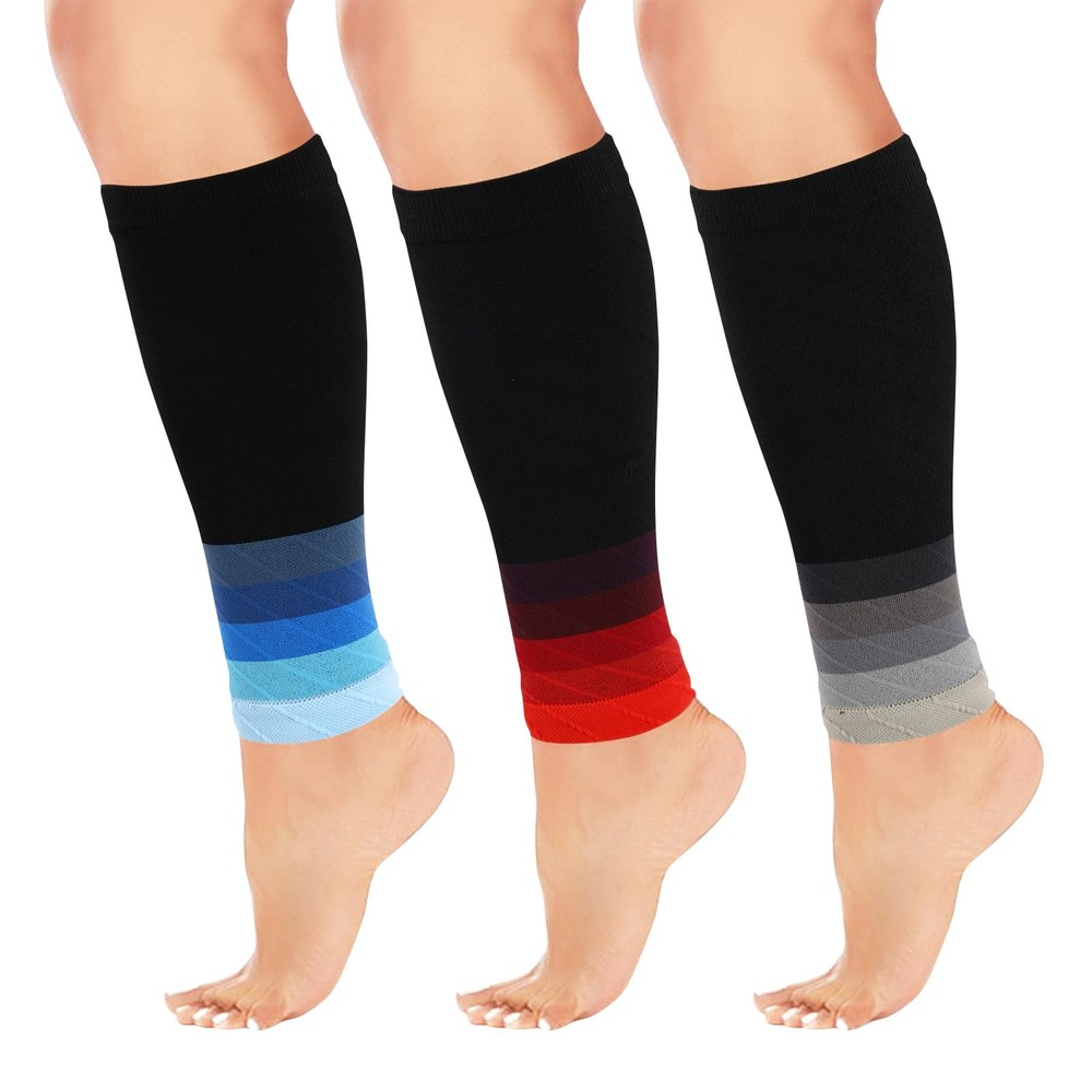 3 Pairs Calf Compression Sleeves for Men And Women Football Leg Sleeve Footle