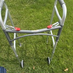 Foldable Adjustable Height Walking Frame Walker, 2-Wheel Aluminum, Silver/Gray