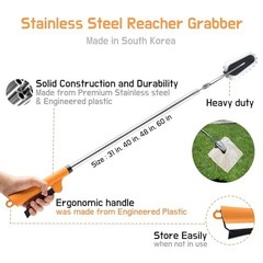 Heavy Duty Stainless Steel Grabber Reacher Tool – Trash Picker, BBQ Tongs, Log H