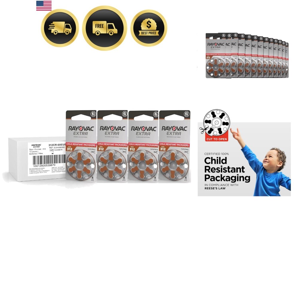Size 312 Extra Advanced Mercury Free Hearing Aid Batteries 80 Batteries
