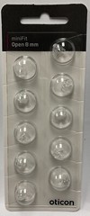 1 Pack Oticon miniFit 8mm Open Domes For Hearing Aids. 10 Domes Total.