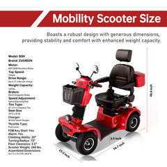 4-Wheel Travel Mobility Scooter 500W 48V 20AH Battery Motor for Adult Senior Red