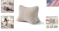 Comfortable Beige Gray Lumbar Support Pillow – Perfect for Relaxation & Reading