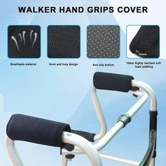 2 Pack Walker Handle Cushions – Grip Covers Pads – Padded Hand Black