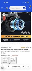 Three Wheels Foldable Electric Mobility Scooter 300W 8Ah All-Terrain Ultra-Light