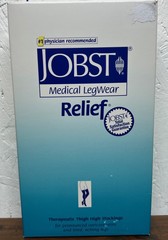 JOBST Relief Thigh High Garter Style Soft Top Band 20-30mmHg (Beige) Small