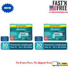 Assurance Unisex Premium Underpad for Adults, XL, Maximum Absorbency, 30 Ct, 2PK