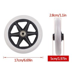 2x 7″ Heavy Duty Wheelchair Replacement Front Wheel Smooth-Caster Solid Wheels