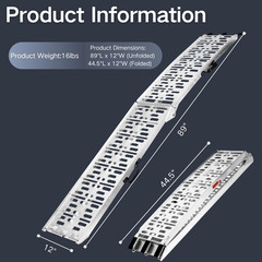 7.5 Ft Rampa De Aluminio Heavy Duty Para Autos Carros Motos Plegable 750 Libras