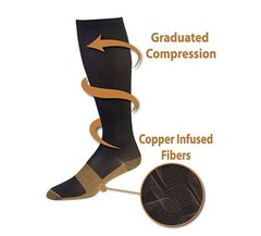 1-5 Pairs Copper Compression Socks 20-30mmHg Graduated Support Mens Womens S-XXL