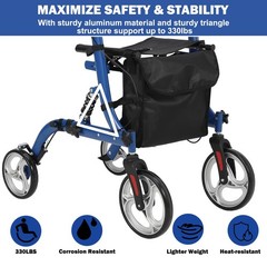 2-in-1 Folding Walker & Wheelchair for Seniors 330lb All Terrain Rollator Walker