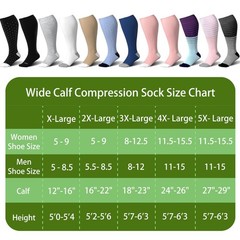 Wide Calf Compression Socks 15-20mmHg Knee High Support Stockings for Circulatio