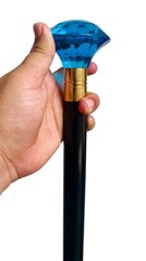 Victorian Style Cobalt Acrylic Crystal Blue Cut Glass Handle Walking Stick