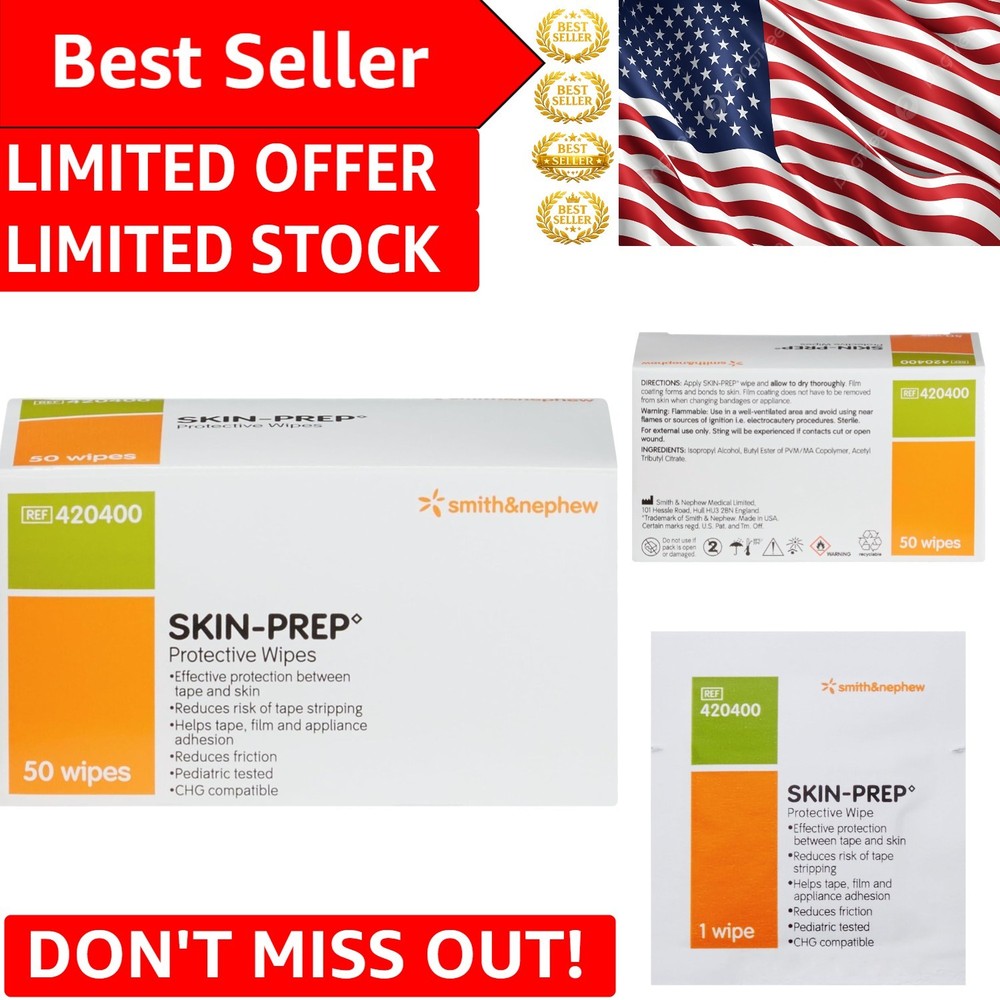 Skin-Prep Protective Barrier Wipes – 50 Count, Safe & Gentle for Sensitive Skin