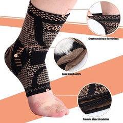 Copper Ankle Support Brace Compression Sleeve Socks Elastic Foot For Pain Relief