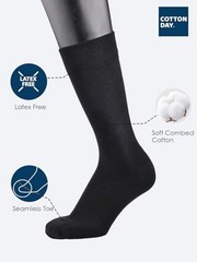 Men’s Premium Soft Combed Cotton Trouser Dress Socks Seamless Toe 10-13 Black