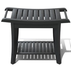 Bamboo Shower Stool Bench Waterproof with Storage Shelf for Shaving Legs or S…
