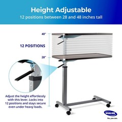 Bed Table, Height Adjustable & Tilting Overbed Table, Hospital Bedside Table,…