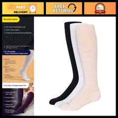Knee High Compression Socks 15-20mmHg – Soft Cotton, Breathable, Unisex, Comfort