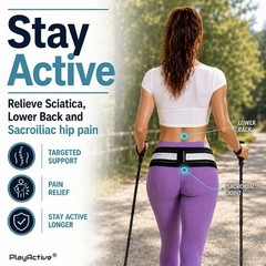 PlayActive Sacroiliac SI Joint REGULAR (Hip Size 32-47 inch), Black & White
