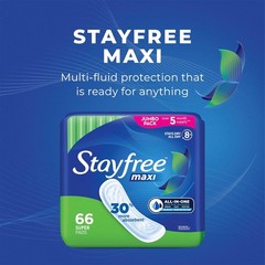 NEW Stayfree Maxi Pads for Women, Super Protection Absorption – 66 Count