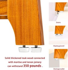 NNN24″ Commercial Teak Shower Bench – 8 Non-Slip Leveling Feet & 350lbs Capacity