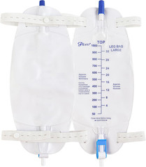 Easy-Tap Leg Bag Urinary Drainage Bag, 1000Ml, Anti-Reflux Valve, Cloth Straps,