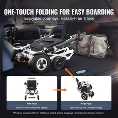 VEVOR Power Wheelchair Foldable Joystick 5-Speed Removable Battery 20km