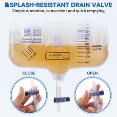 10Pcs Large Urinary Drainage Bag with Anti-Reflux Chamber 2000ml Capacity USA