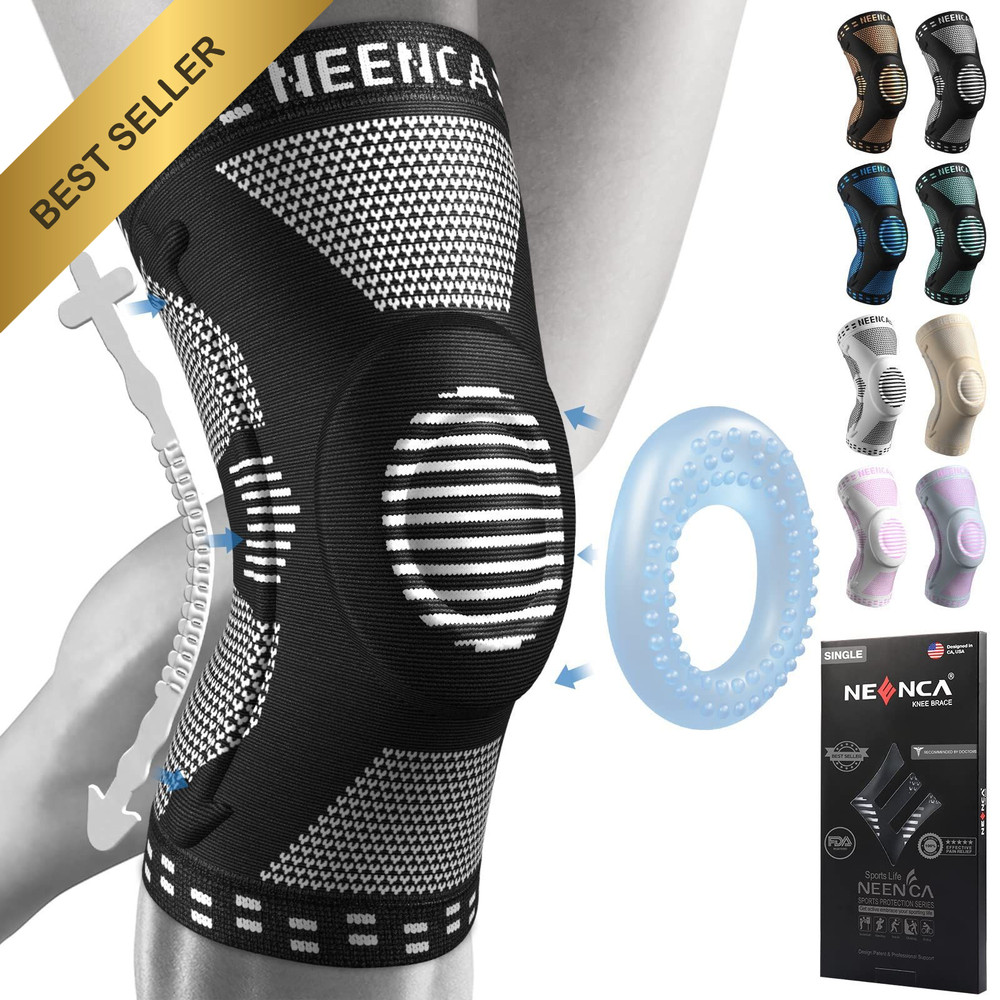 NEENCA Professional Knee Brace for Pain Relief, Medical X-Large, Black