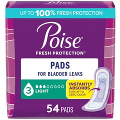 Incontinence & Postpartum Pads for Bladder Leaks 3 Drop Light 54 Count