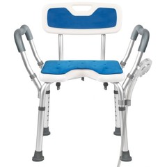 Heavy Duty Shower Chair with Arms & Back, 330lbs Capacity, Cutout Seat, Tool-Fre