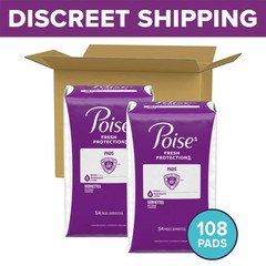 Incontinence Pads for Women, 4 Drop Moderate Absorbency, Long Length, 108 Count