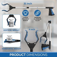 Heavy-Duty 32″ Folding Grabber Reacher Tool – Perfect for Indoor & Outdoor Use