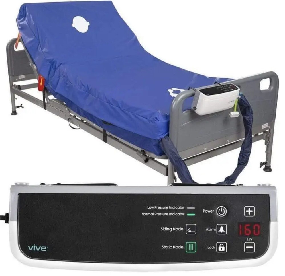 8″ ALTERNATING PRESSURE MATTRESS, PRESSURE PUMP, TWIN XL, WATERPROOF COVER VIVE