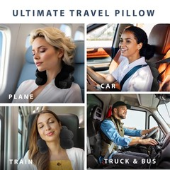 Total Pillow Donut for Airplane & Travel, Sleeping Neck Single, Black