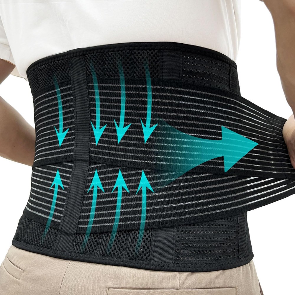 Back Brace for Men and Women Lower Back, Lumbar Support Belt Large, Black